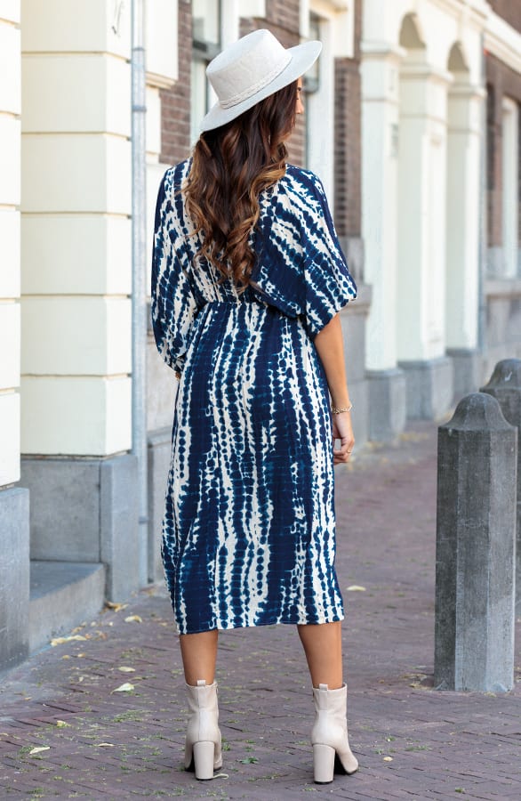 V-hals Print Jurk Gianna Marine – shoparchief — foto 5