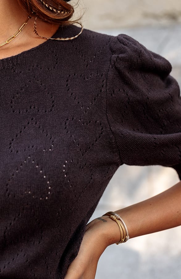 Zachtgebreide Hartjes Top Yaela Choco – shoparchief — foto 5