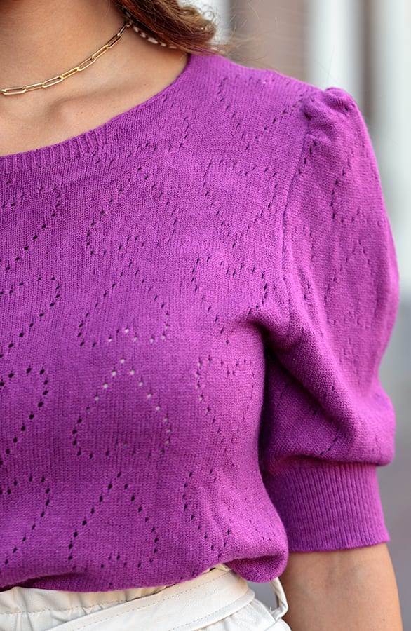 Zachtgebreide Hartjes Top Yaela Magenta – shoparchief — foto 5