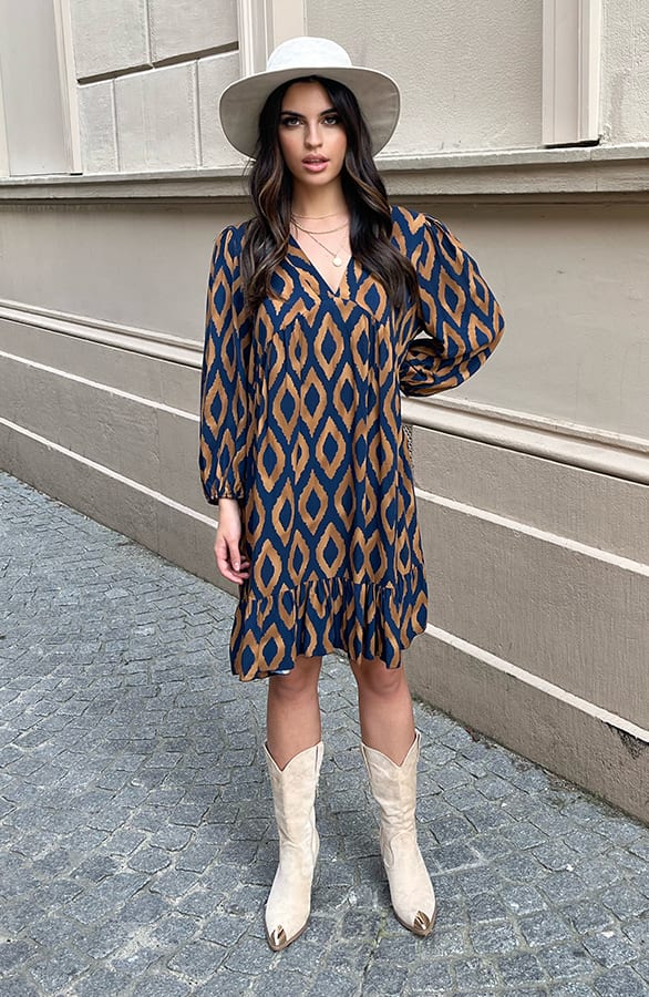 Aztec Jurk Chelby Blauw Camel – shoparchief — foto 2