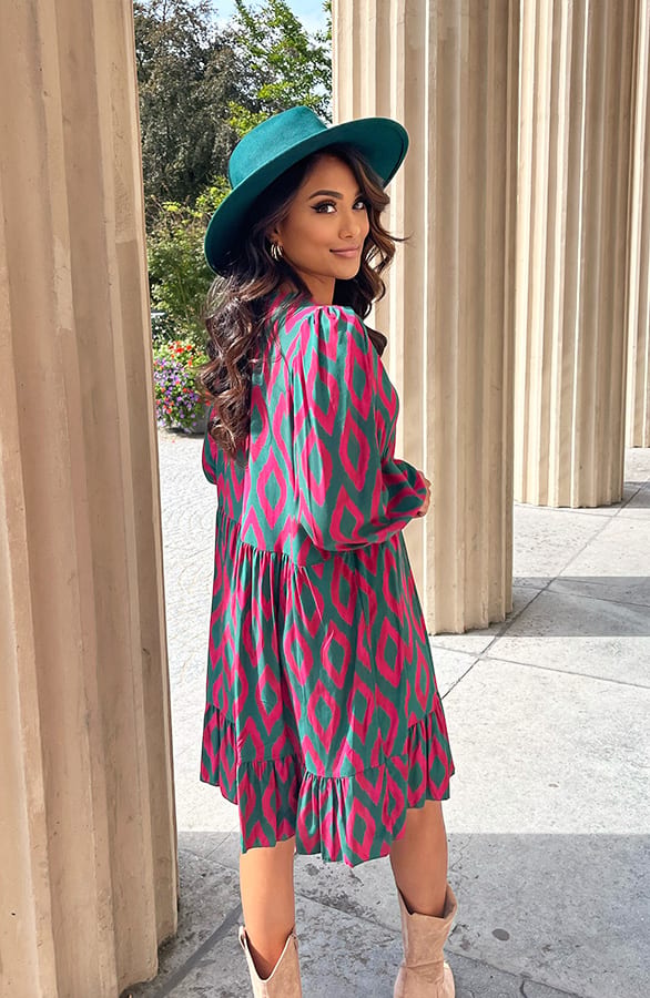 Aztec Jurk Chelby Groen Roze – shoparchief — foto 4