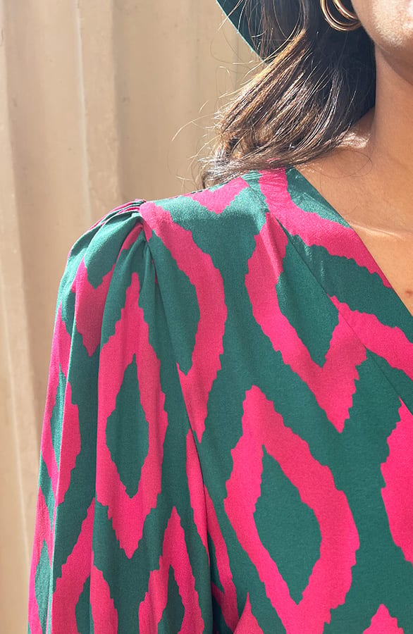 Aztec Jurk Chelby Groen Roze – shoparchief — foto 5