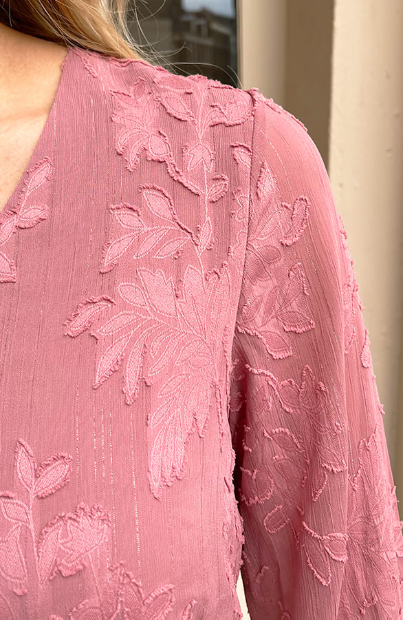 V-hals Print Jurk Bloemen Elfi Dust roze – shoparchief — foto 8