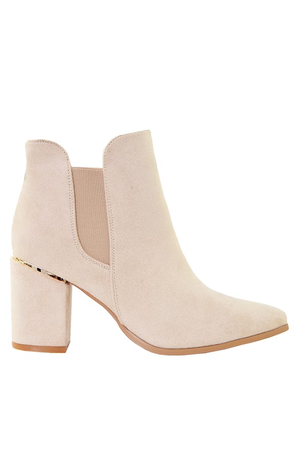 Blokhak Enkellaarzen Micky Beige – shoparchief