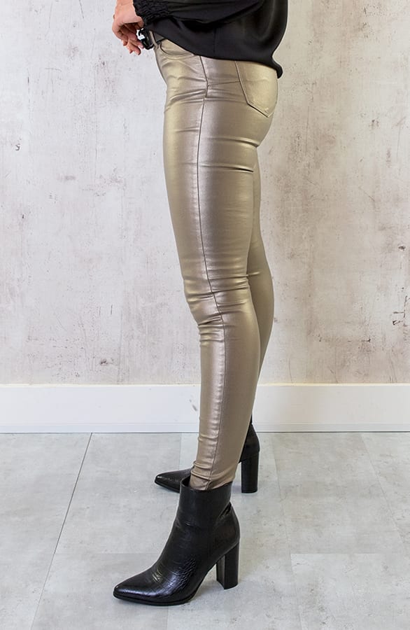 Elle Coating Jeans Metallic Goud – broeken — foto 4