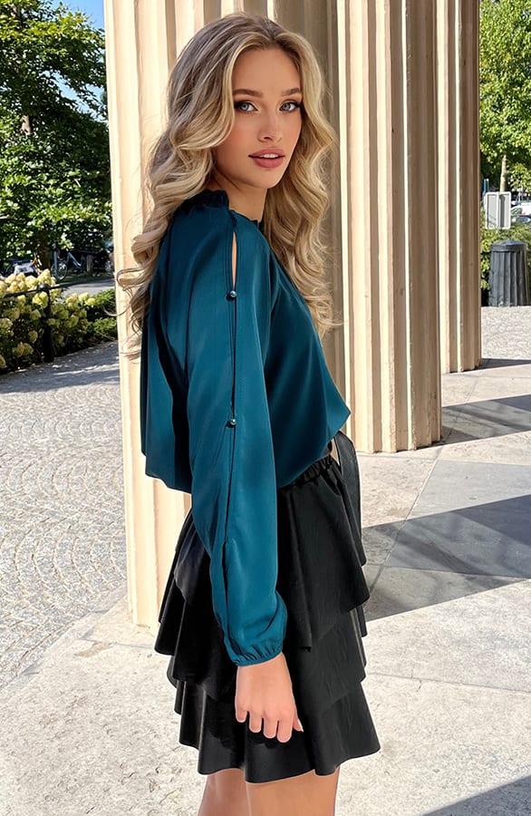 Detailed Sleeve Blouse Meike Petrol – shoparchief — foto 5
