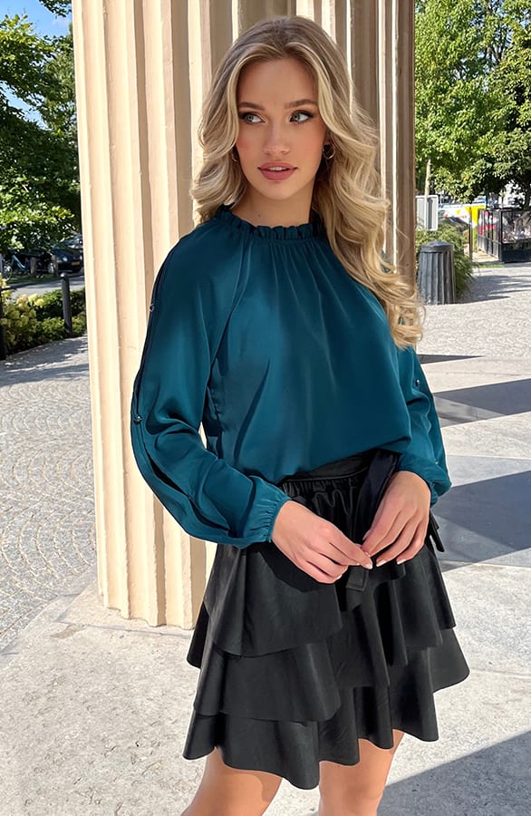 Detailed Sleeve Blouse Meike Petrol – shoparchief — foto 2