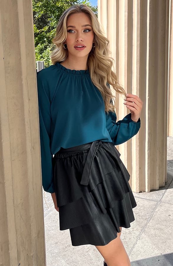 Detailed Sleeve Blouse Meike Petrol – shoparchief — foto 4