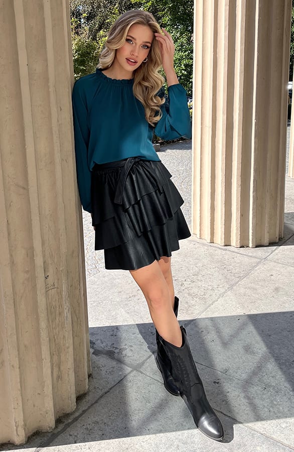 Detailed Sleeve Blouse Meike Petrol – shoparchief — foto 7
