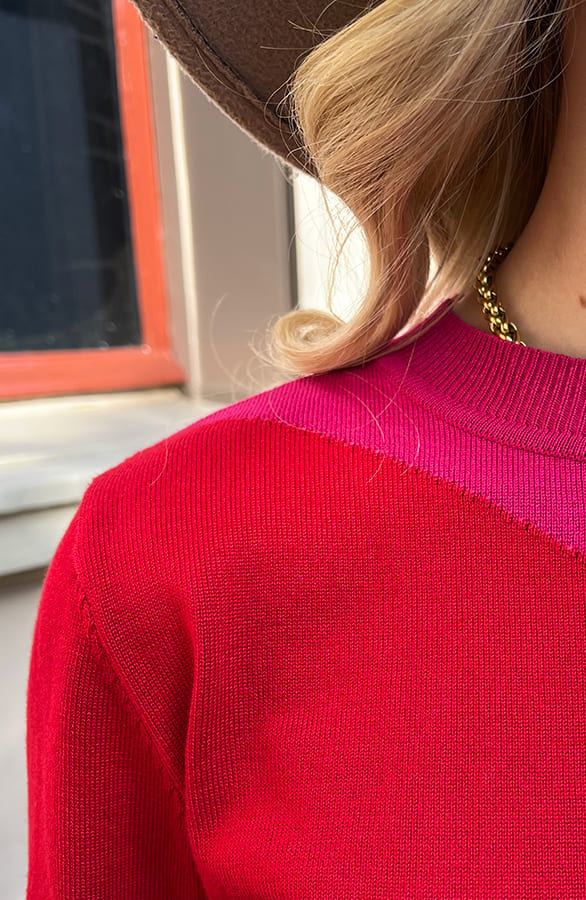 Double Color Sweater Ember Fuchsia Rood – shoparchief — foto 6
