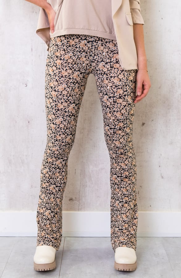 Janine Flared Broek Flower Dark Beige – shoparchief — foto 10