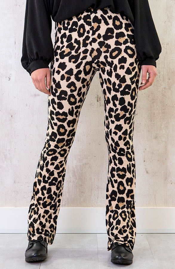 Janine Flared Broek Panterprint Beige – shoparchief — foto 5