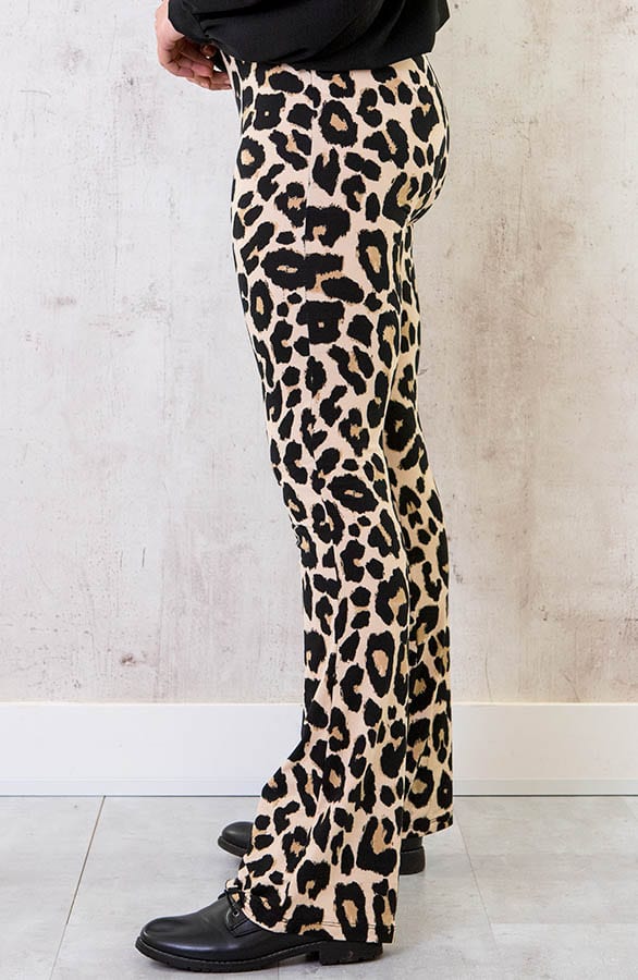 Janine Flared Broek Panterprint Beige – shoparchief — foto 6