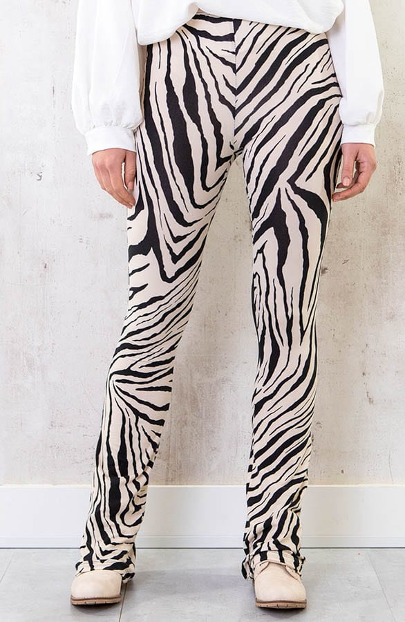 Janine Flared Broek Zebraprint Beige – shoparchief — foto 2
