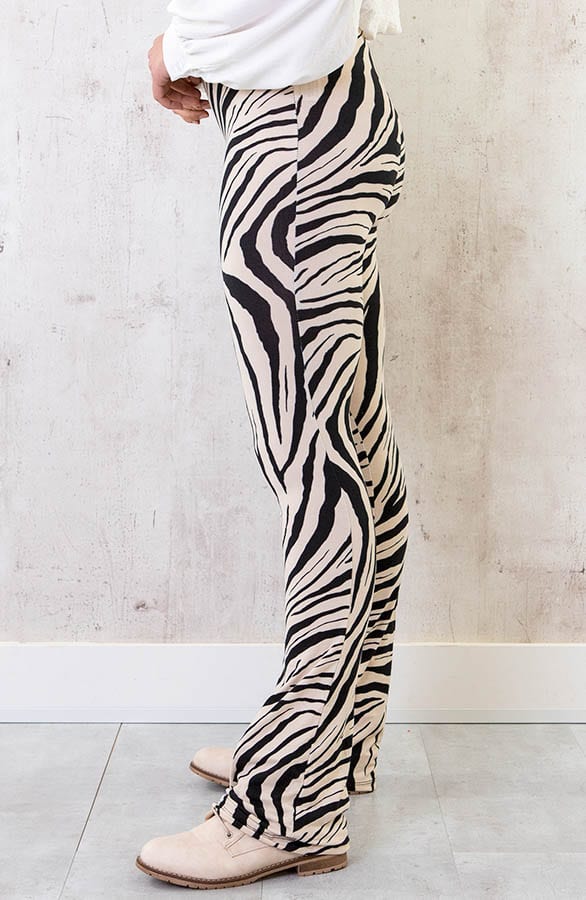 Janine Flared Broek Zebraprint Beige – shoparchief — foto 3