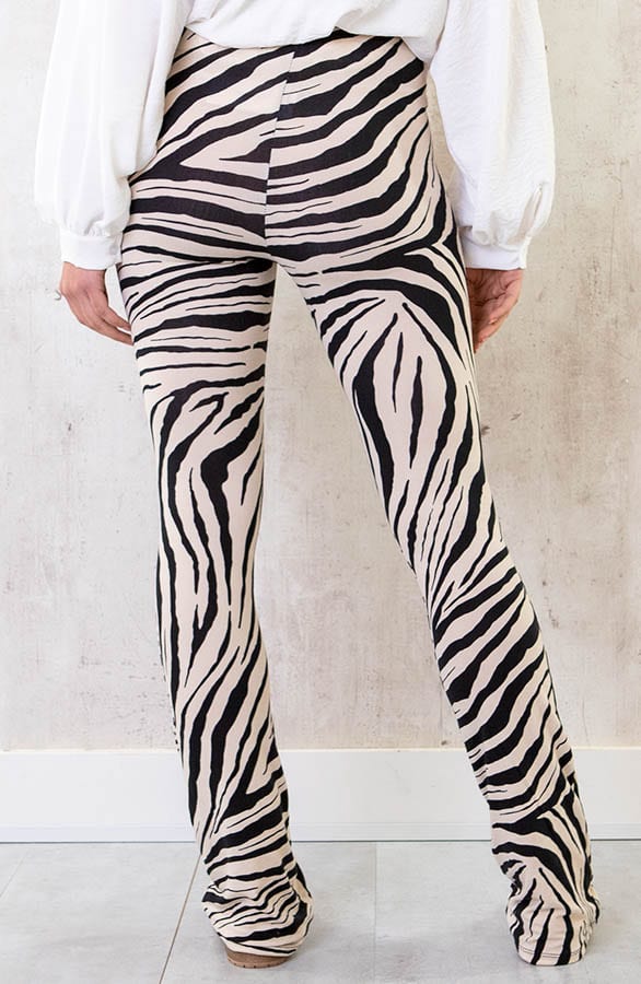 Janine Flared Broek Zebraprint Beige – shoparchief — foto 4