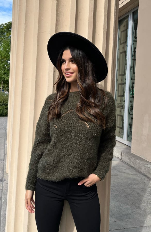 Gebreide Patroon Trui Aylin Legergroen – shoparchief — foto 3