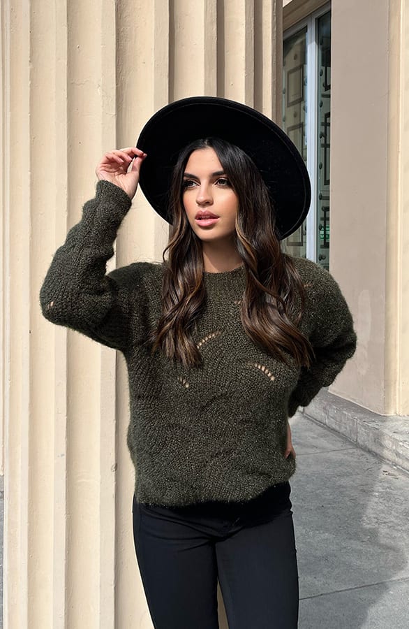 Gebreide Patroon Trui Aylin Legergroen – shoparchief — foto 4