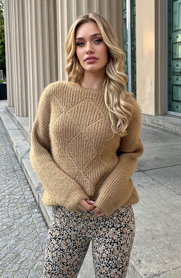 Gebreide Trui Ruit Aylin Camel – shoparchief — foto 2