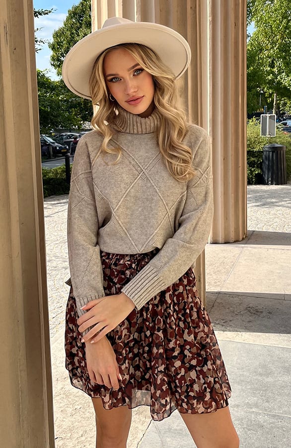 Geruite Col Trui Skyler Beige – shoparchief — foto 3