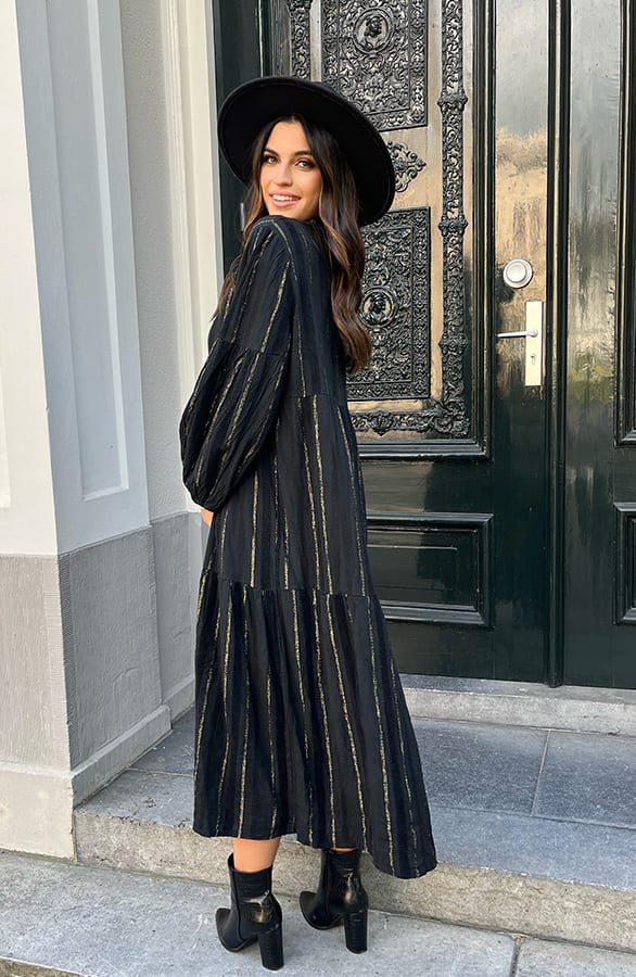 Gold Detail Dress Febe Black – shoparchief — foto 4