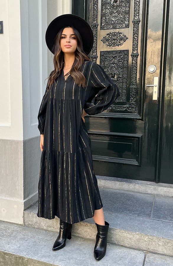 Gold Detail Dress Febe Black – shoparchief — foto 2