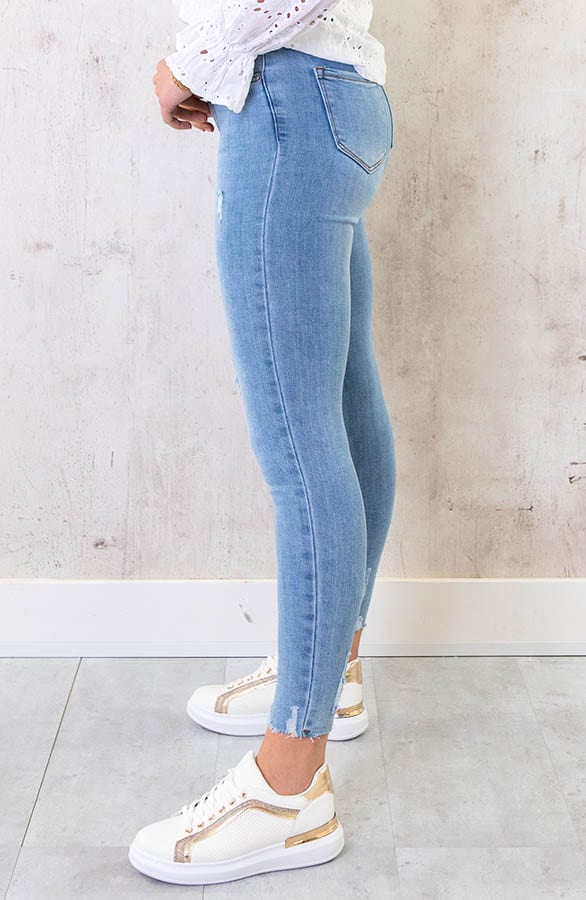 Hoge Taille Broek Damaged Lizzy Light Blue – shoparchief — foto 3
