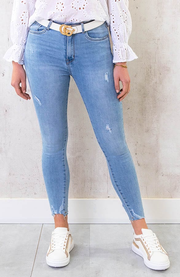 Hoge Taille Broek Damaged Lizzy Light Blue – shoparchief — foto 2