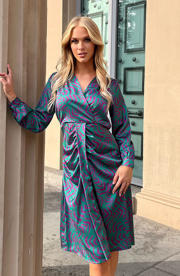 Jurk Met Print Jolee Groen Paars – shoparchief