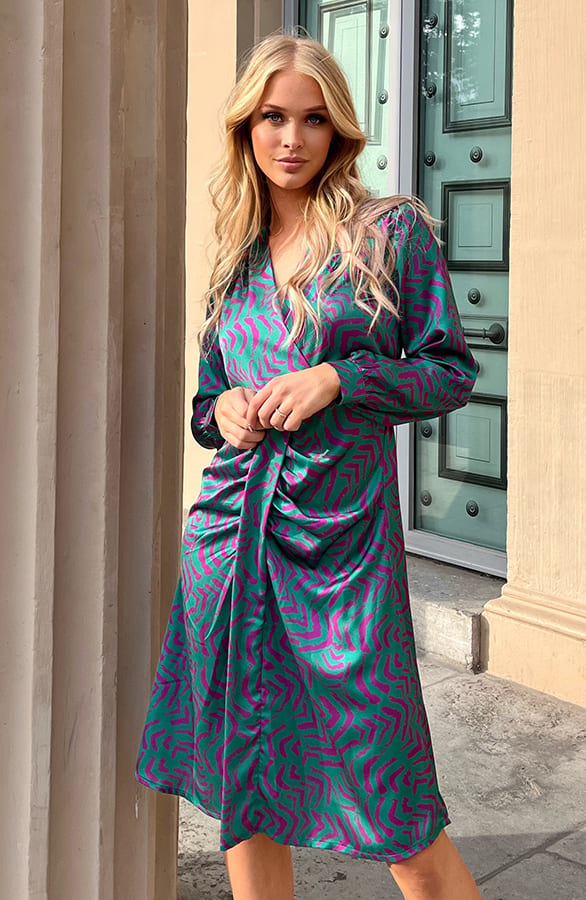 Jurk Met Print Jolee Groen Paars – shoparchief — foto 2