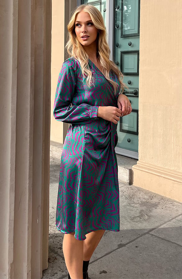 Jurk Met Print Jolee Groen Paars – shoparchief — foto 4