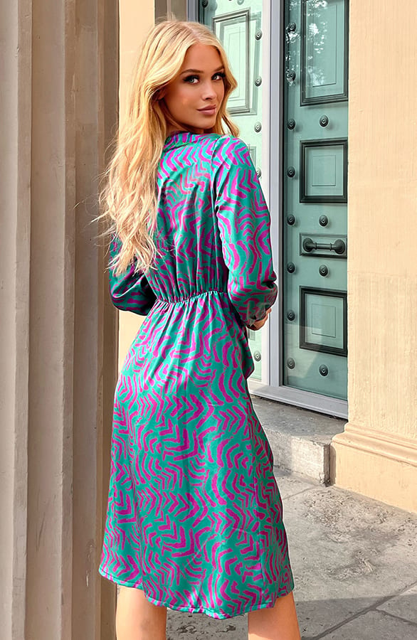 Jurk Met Print Jolee Groen Paars – shoparchief — foto 5