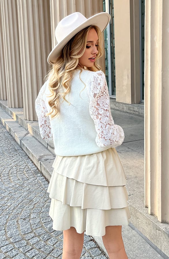 Kanten Mouwen Vest Eliza Ecru – shoparchief — foto 3
