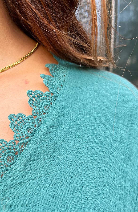 Katoenen Broderie Blouse Iris Smaragd – shoparchief — foto 6