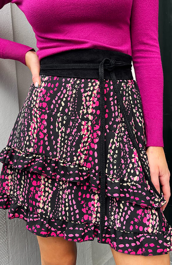 Laagjes Rok Met Print Chelsey Magenta – shoparchief