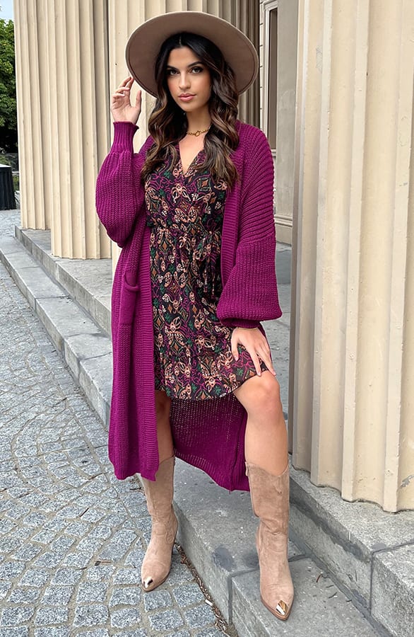 Lang Gebreid Vest Molly Magenta – shoparchief