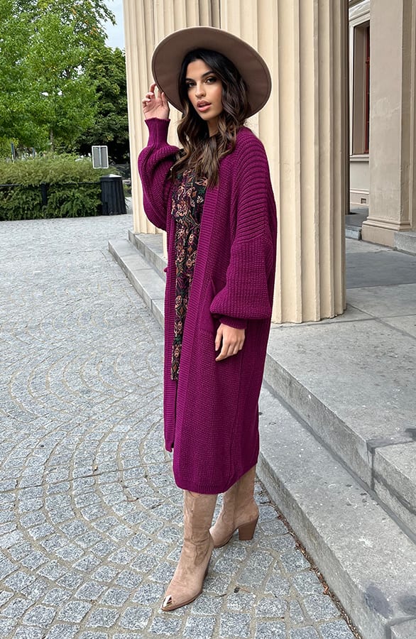 Lang Gebreid Vest Molly Magenta – shoparchief — foto 4
