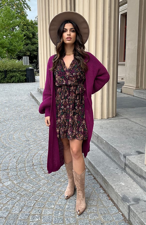 Lang Gebreid Vest Molly Magenta – shoparchief — foto 2