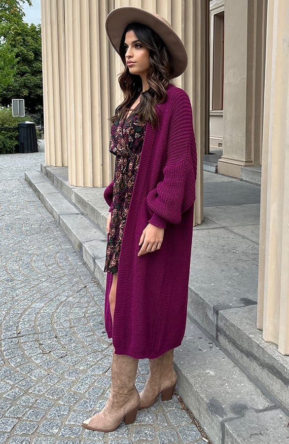 Lang Gebreid Vest Molly Magenta – shoparchief — foto 5