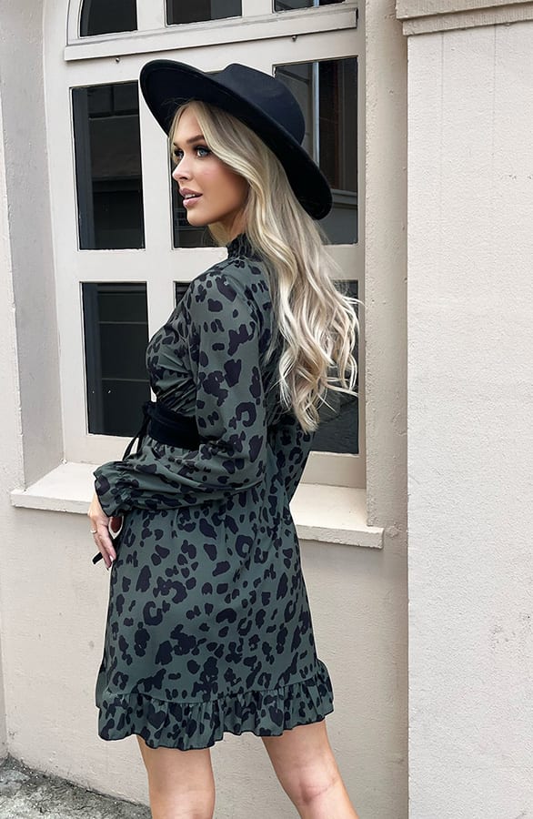 Leopard Print Col Jurk Roxy Army – shoparchief — foto 5