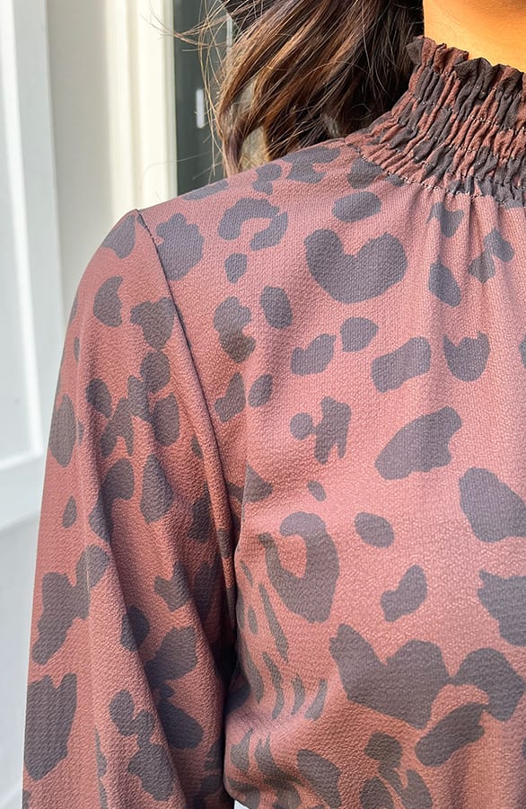 Leopard Print Col Jurk Roxy Cognac – shoparchief — foto 7