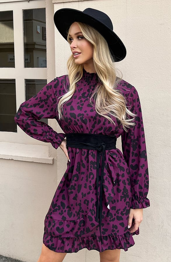 Leopard Print Col Jurk Roxy Magenta – shoparchief — foto 2
