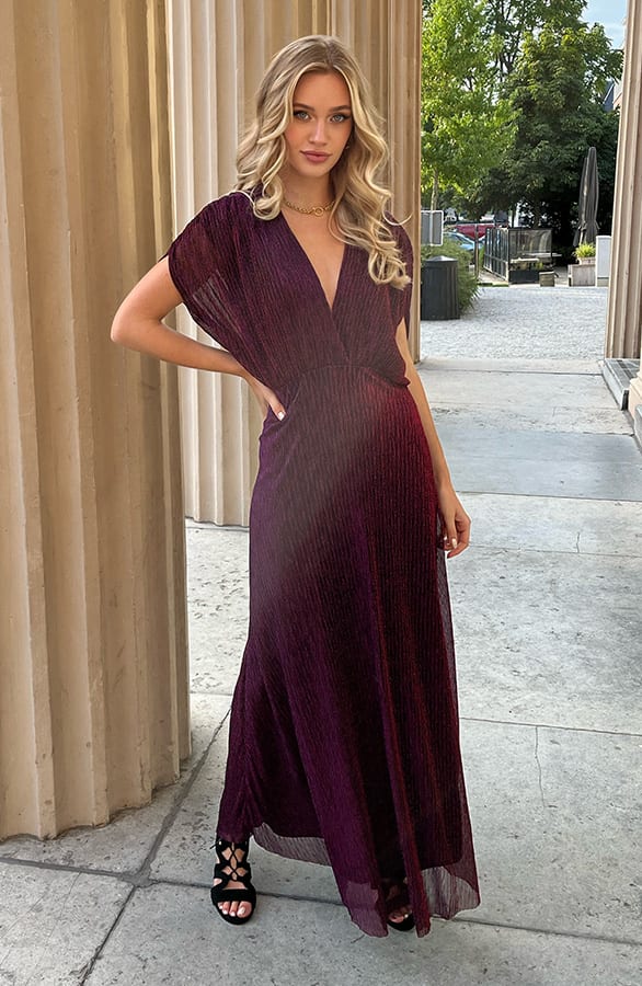 Limited Lurex Maxi Jurk Zara Magenta – shoparchief