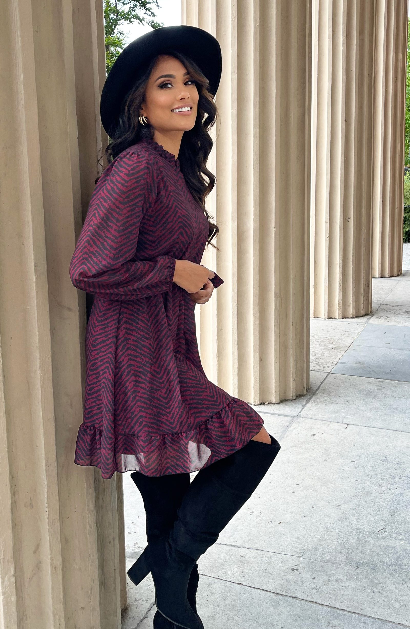 Limited Print Jurk Yade Bordeaux – shoparchief — foto 6