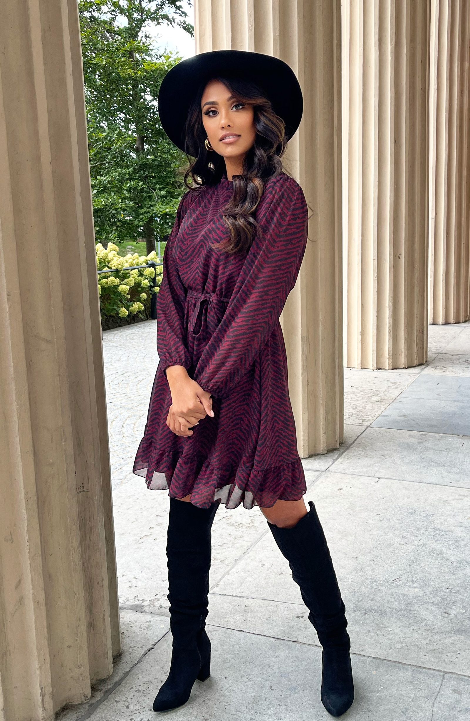 Limited Print Jurk Yade Bordeaux – shoparchief — foto 3