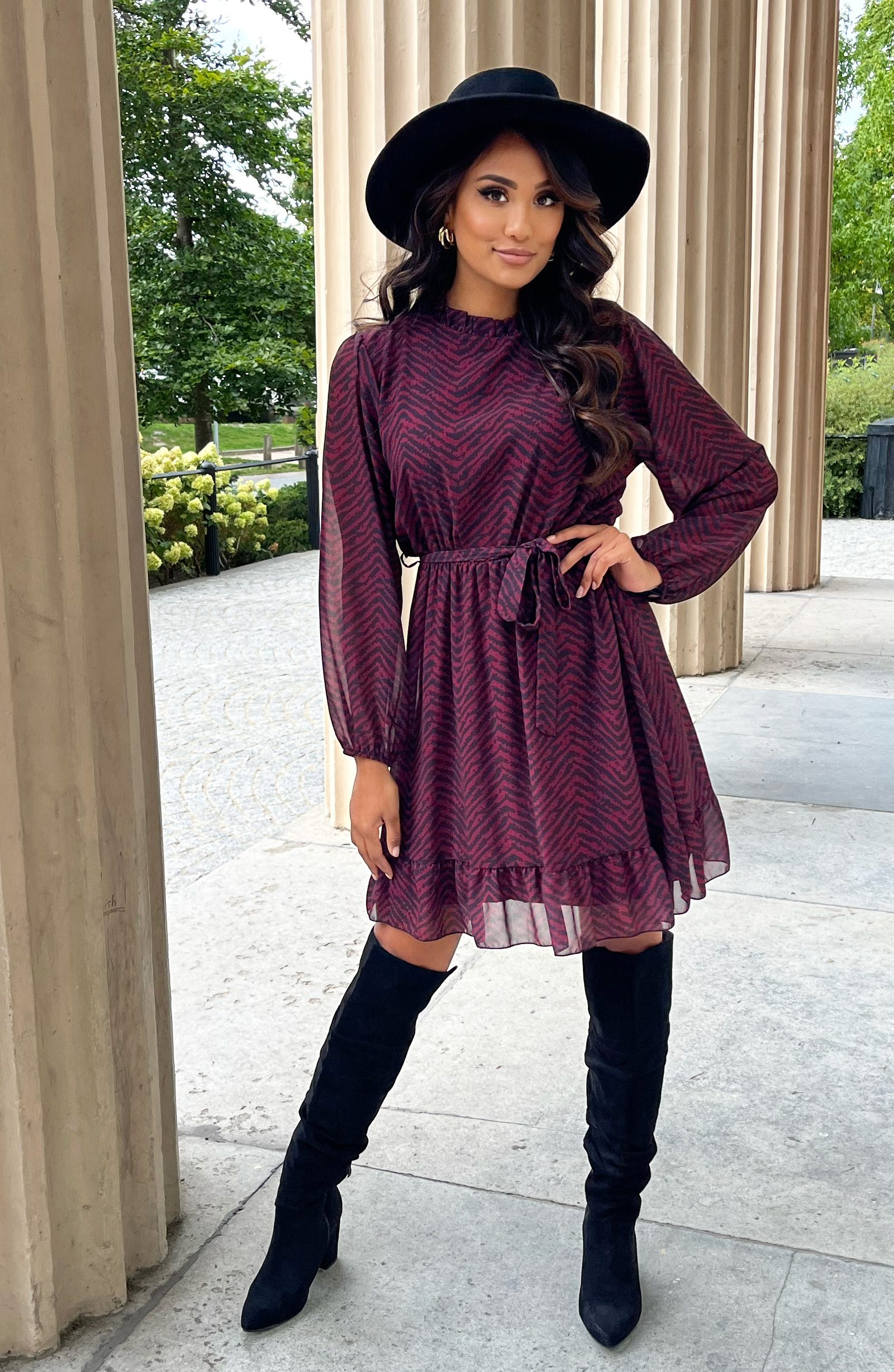 Limited Print Jurk Yade Bordeaux – shoparchief — foto 2