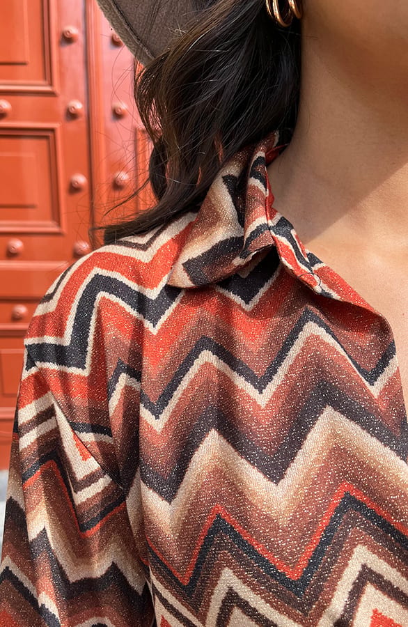 Lurex Print Jurk Mickey Terracotta – shoparchief — foto 9