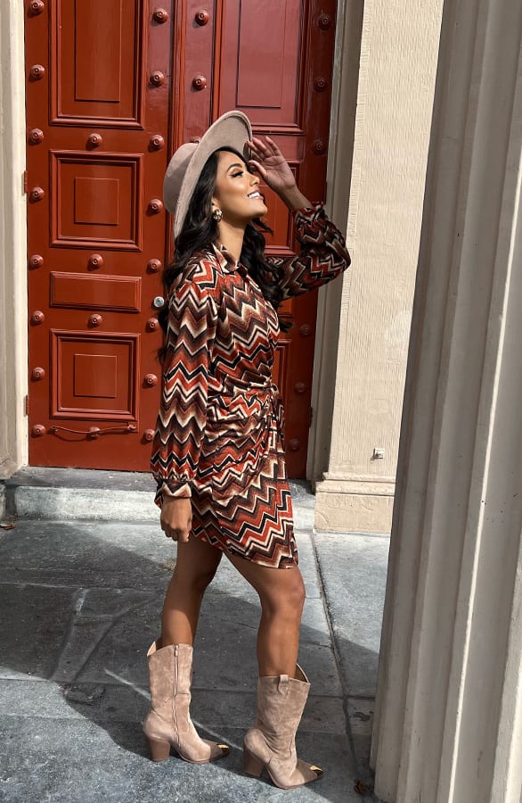 Lurex Print Jurk Mickey Terracotta – shoparchief — foto 8