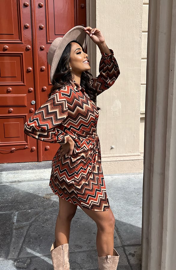 Lurex Print Jurk Mickey Terracotta – shoparchief — foto 6