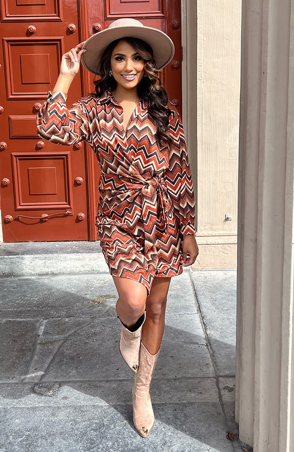 Lurex Print Jurk Mickey Terracotta – shoparchief — foto 2